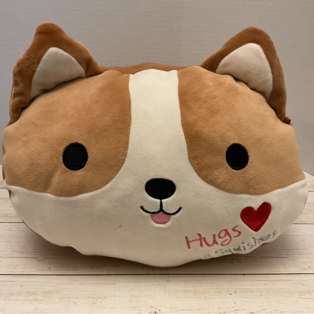 Squishmallows Reginald the Corgi Dog Hugs Squishes Stackable Plush Pillow 12"